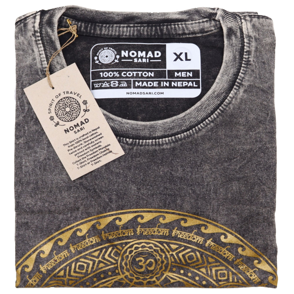 Nomad Sari Stonewashed T-Shirt – Chakra – Dunkelgrau – Größe XL