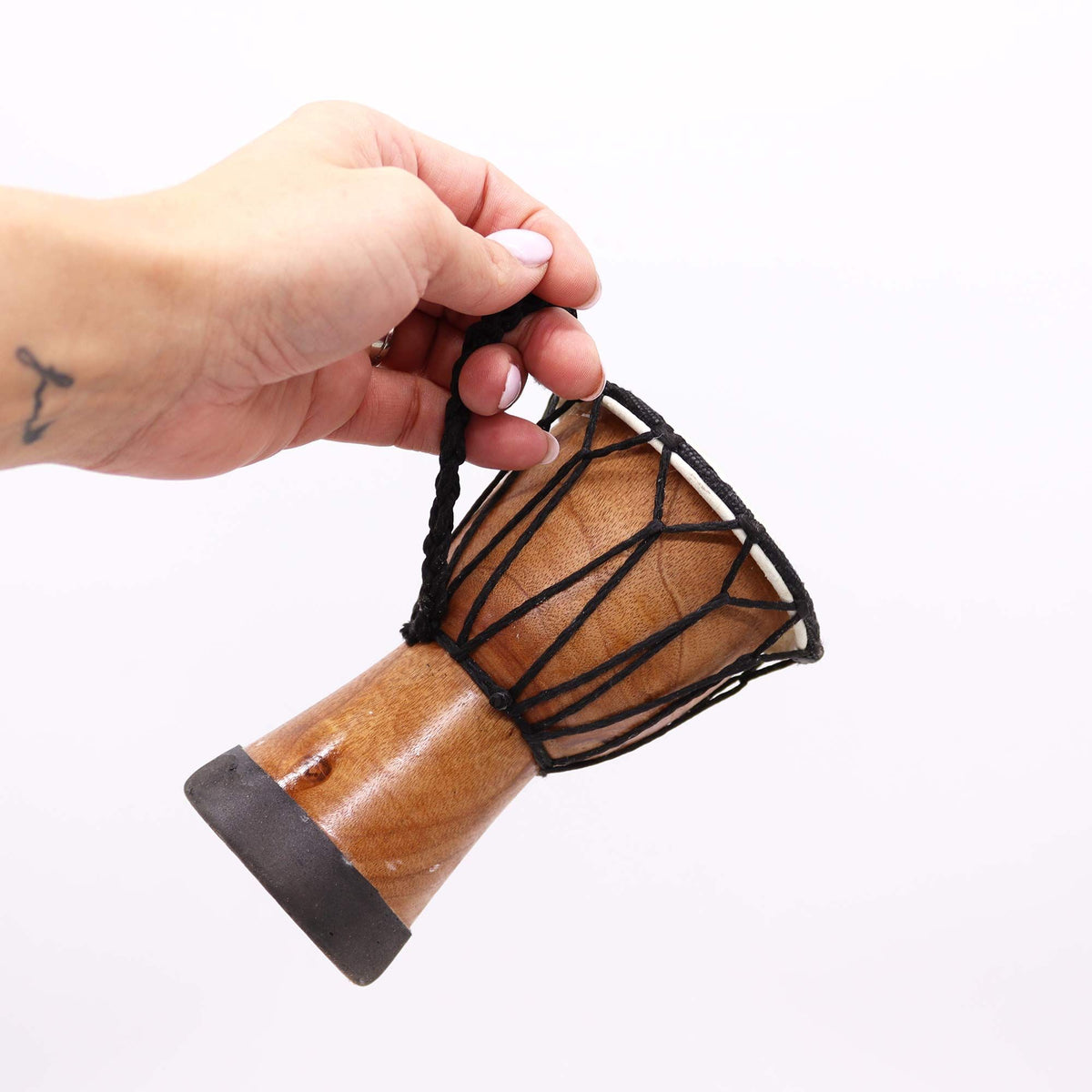 Handgefertigte Djembe Trommel mit breitem Kopf – Mandala 15cm