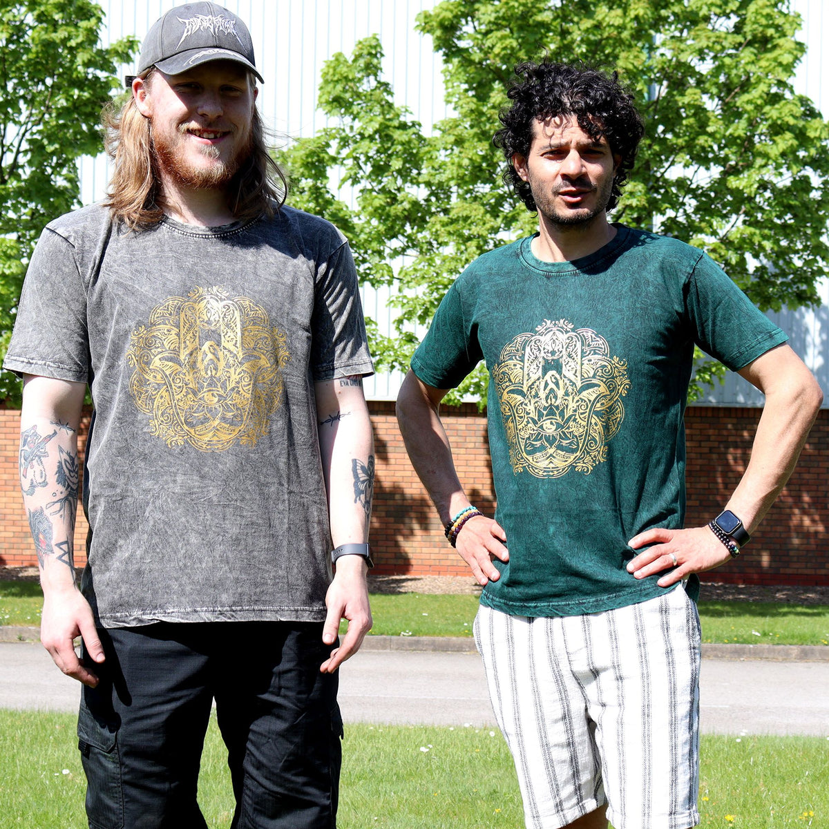 Nomad Sari Stonewashed T-Shirt – Hamsa – Dunkelgrau – Größe XL