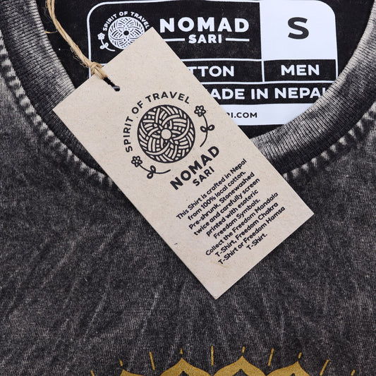 Nomad Sari Stonewashed T-Shirt – Mandala – Dunkelgrau – Größe S