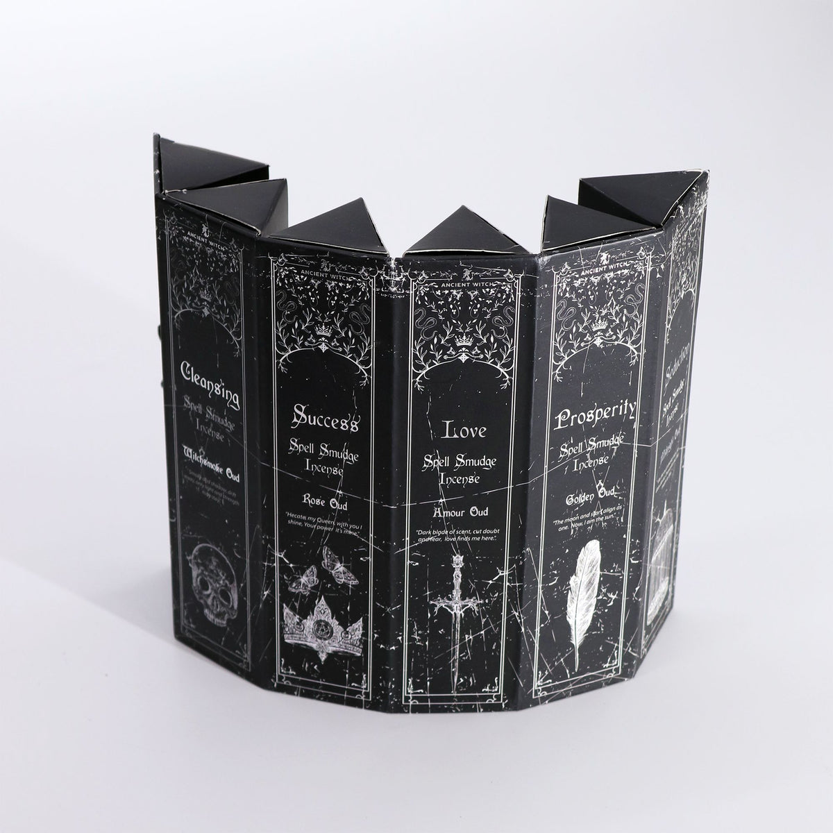 Ancient Witch Spell Incense – Komplett-Set mit 5 Düften | Pyramiden-Display