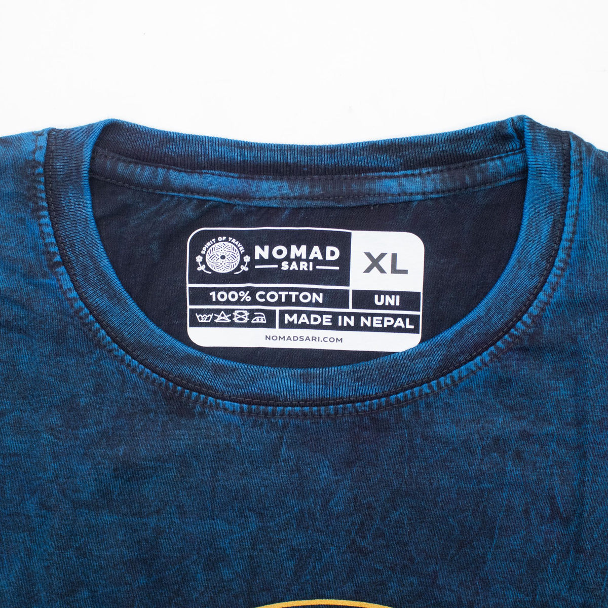 Nomad Sari Stonewashed T-Shirt – Stay Wild Moon Child – Blau – Größe XL