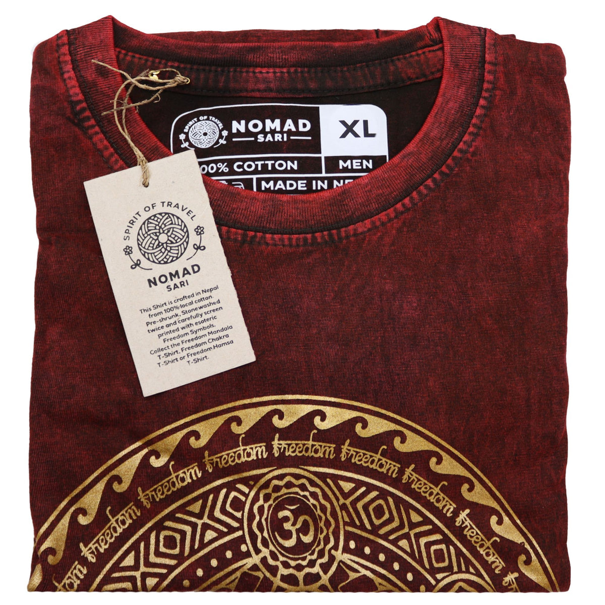 Nomad Sari Stonewashed T-Shirt – Chakra – Weinrot – Größe XL