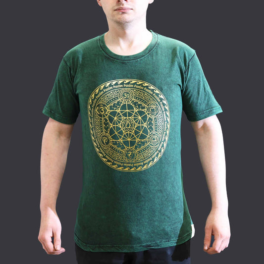 Nomad Sari Stonewashed T-Shirt – Chakra – Grün – Größe S