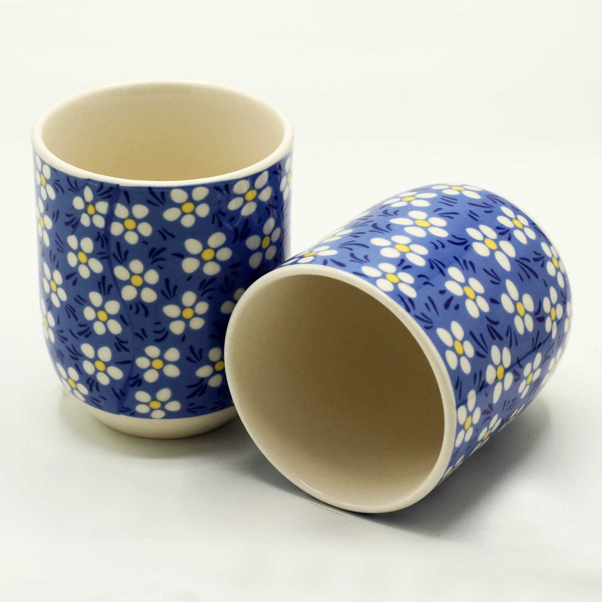 Kräutertee Tassen 6er-Set – Blaue Gänseblümchen