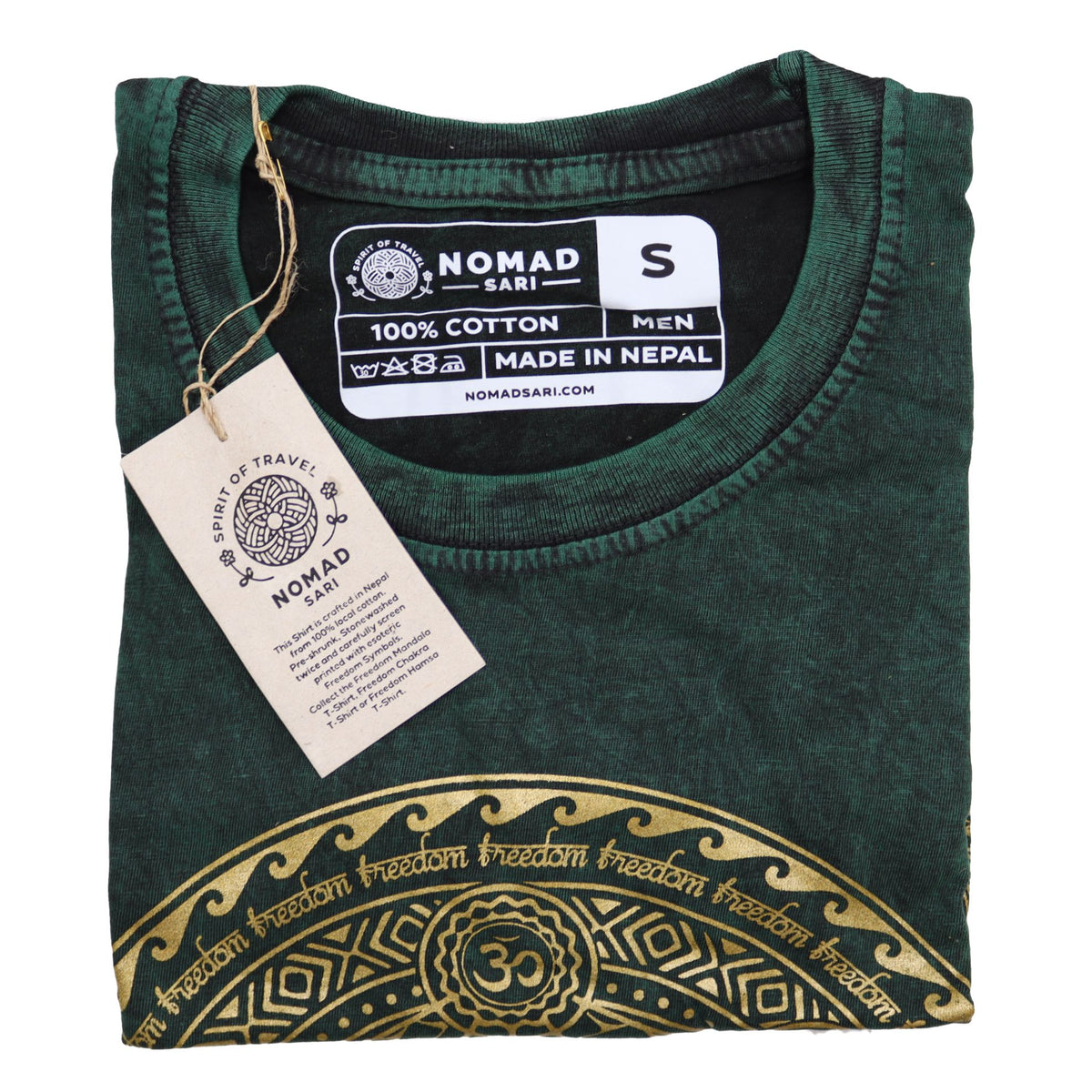 Nomad Sari Stonewashed T-Shirt – Chakra – Grün – Größe S