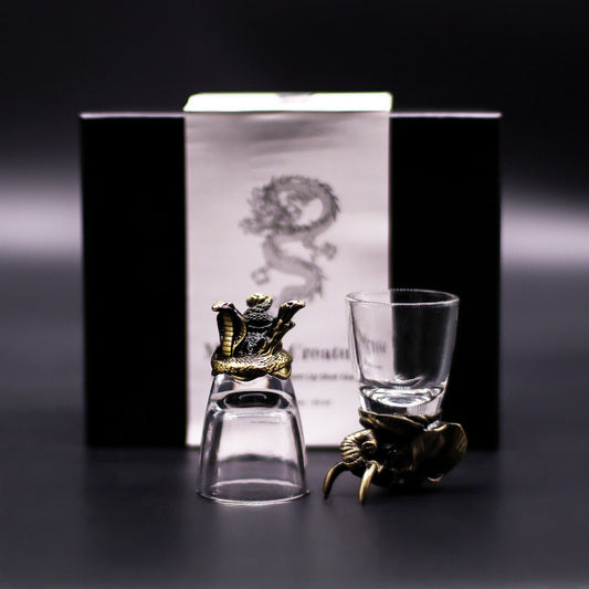 Shot Gläser Geschenkset 6-teilig (50ml) – Mystische Tiere – Antik Bronze 🐉
