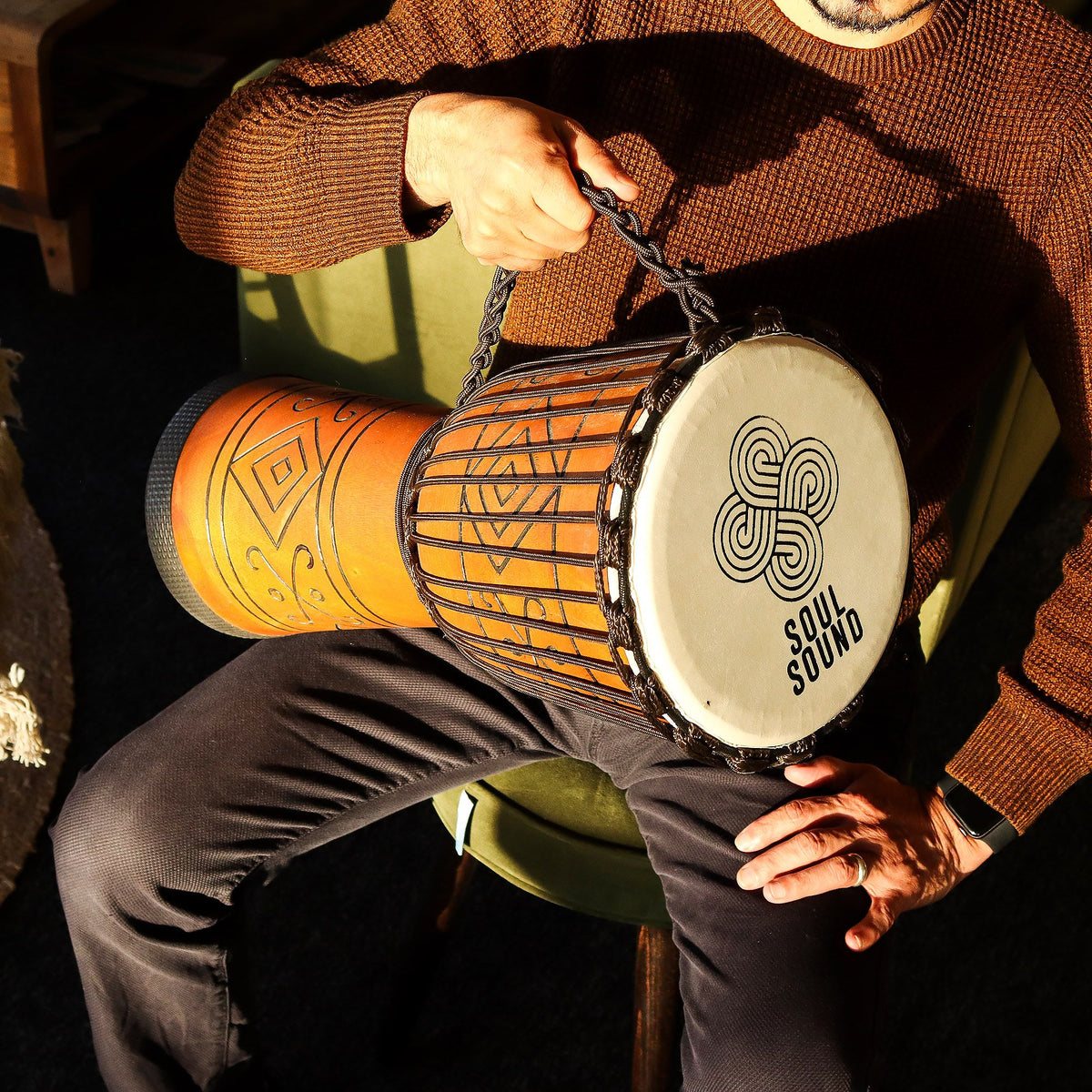 Pro Djembe Trommel Groß – Soul Sound (tief) 50cm / 22cm Ø