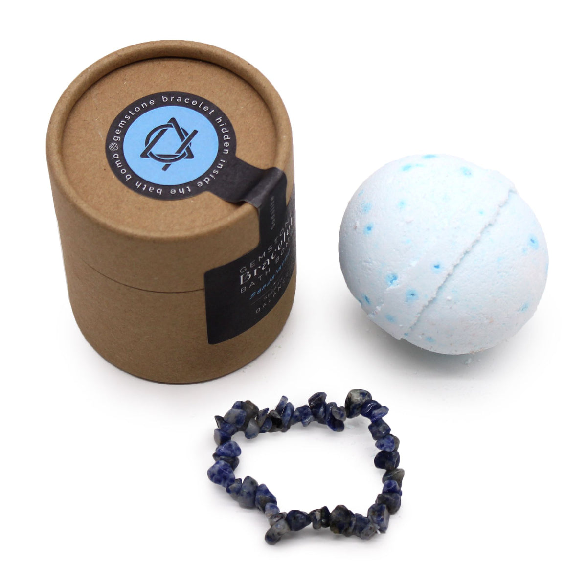Sodalite Gem Bracelet Bath Bomb – Sandelholz & Meeressalz 💙