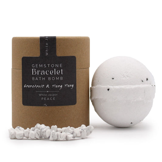 White Jasper Gem Bracelet Bath Bomb – Grapefruit & Ylang Ylang mit Meeressalz 🧡