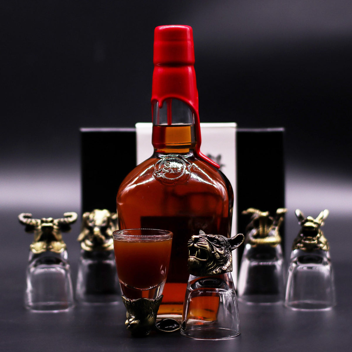 Shot Gläser Geschenkset 6-teilig (50ml) – Mystische Tiere – Antik Bronze 🐉