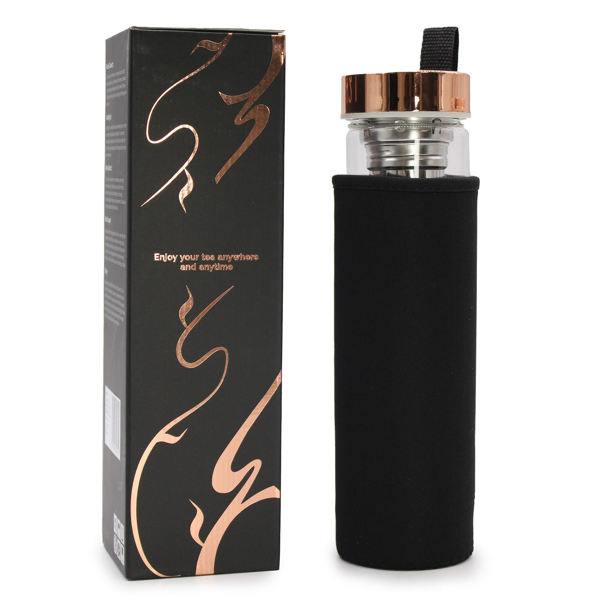 Kristallglas Tee-Infuser Flasche – Rosegold – Amethyst