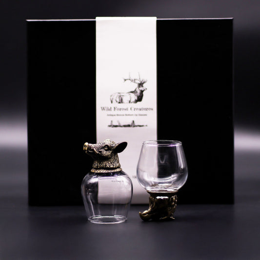 Gläser Geschenkset 6-teilig (100ml) – Wilde Waldtiere – Antik Bronze 🐺