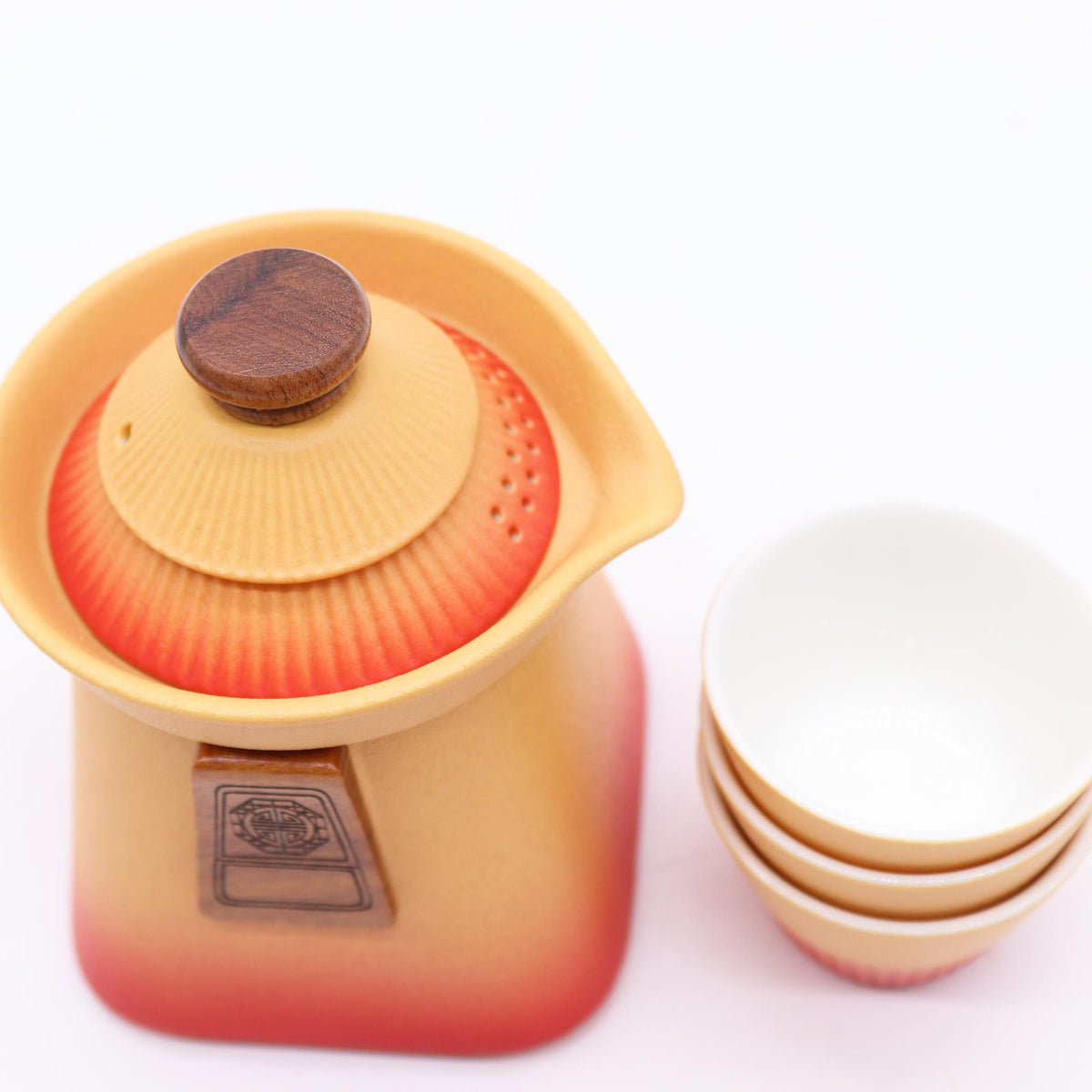 Tempel Teekannen-Set & 3 Tassen – Orange Earth