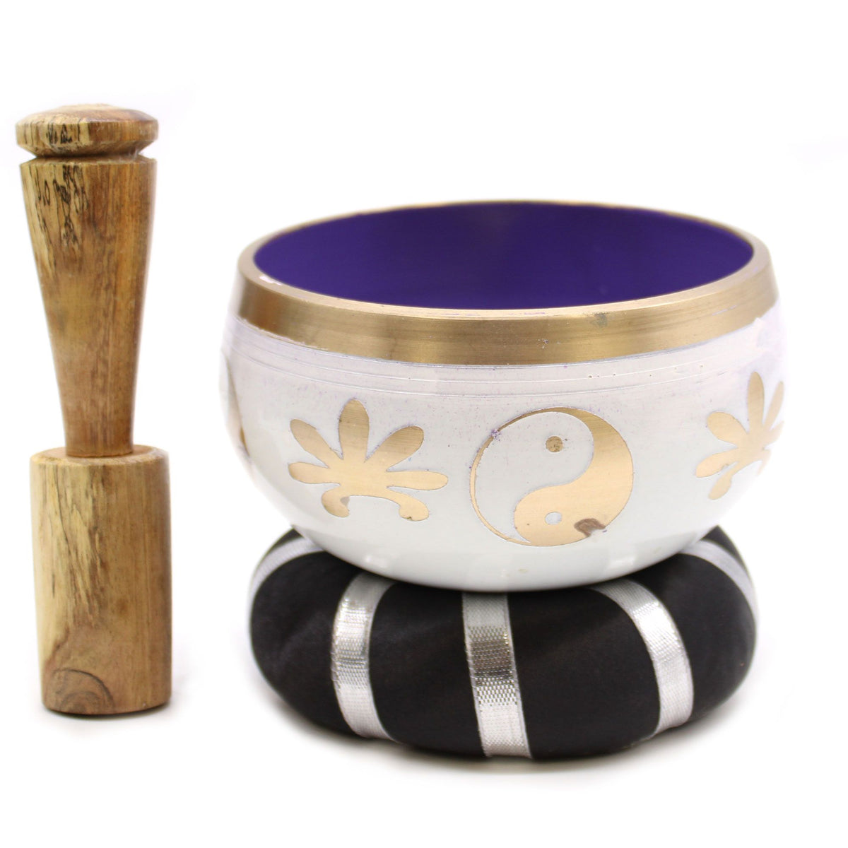 Tibetische Klangschalen-Set Yin & Yang – Weiß/Lila 10,7cm