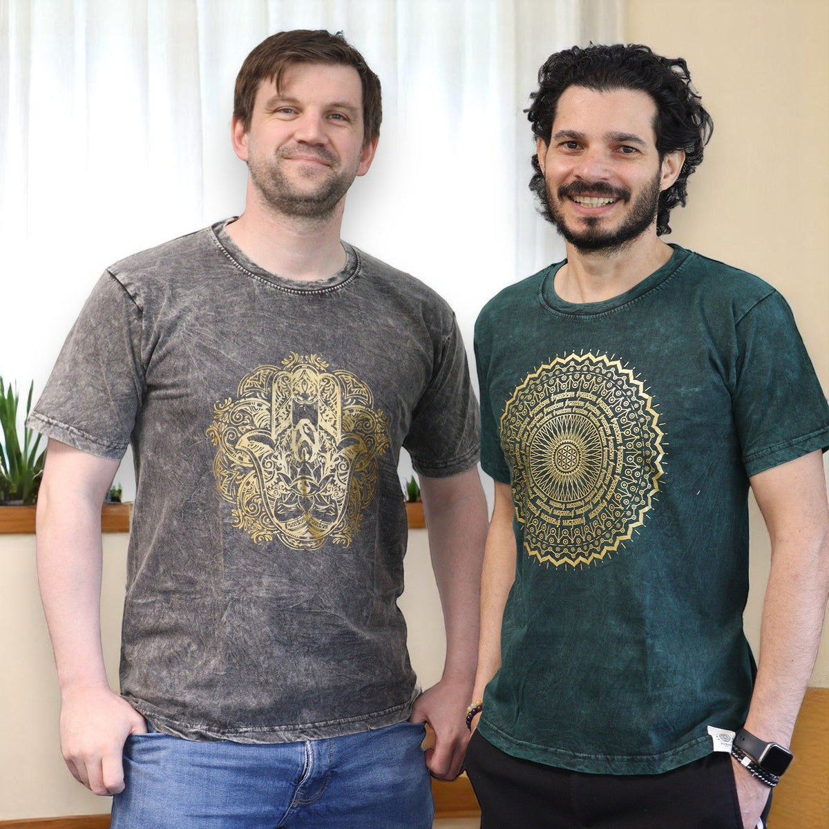 Nomad Sari Stonewashed T-Shirt – Hamsa – Dunkelgrau – Größe M