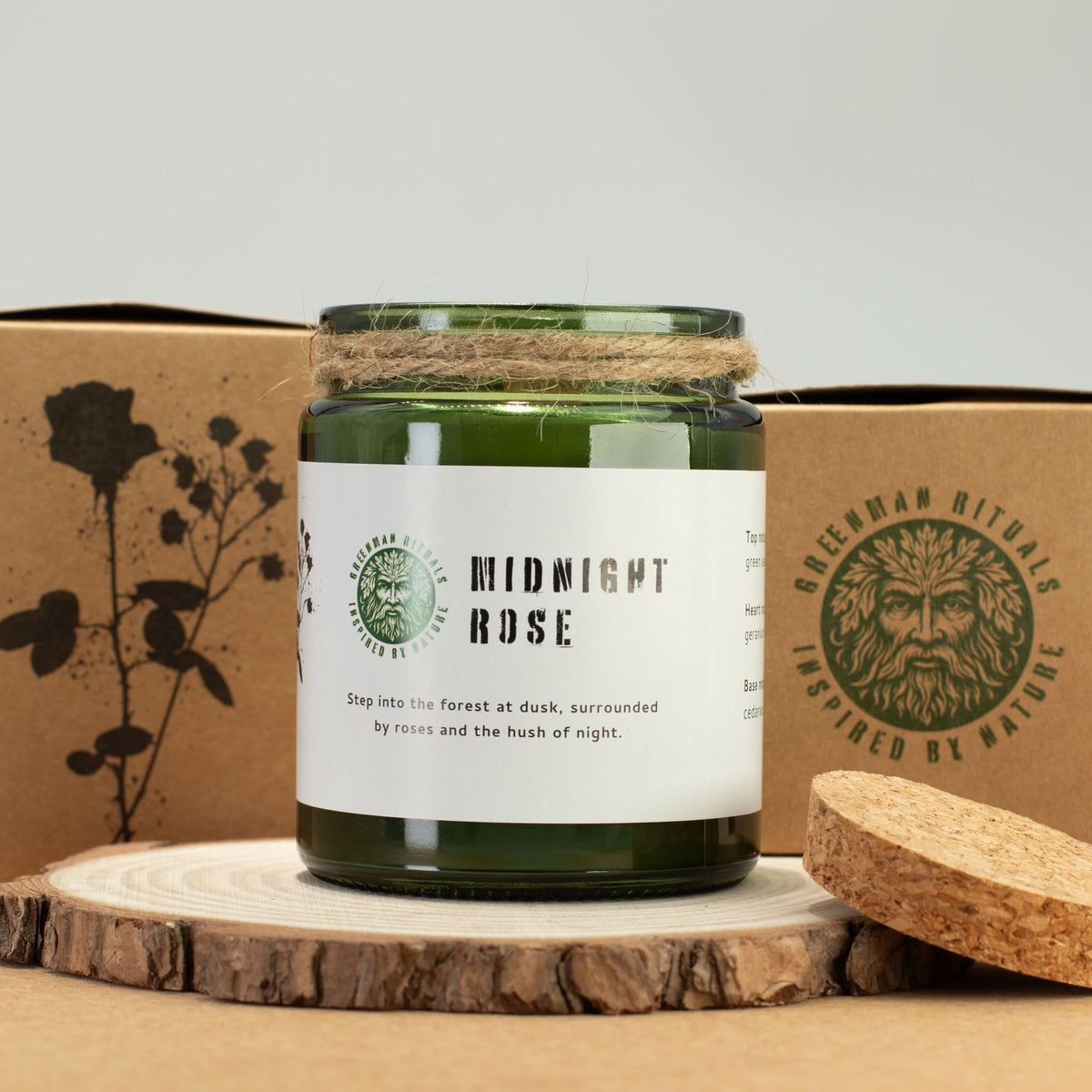 Greenman Holzdocht Sojakerze – Midnight Rose | Floraler Abendduft