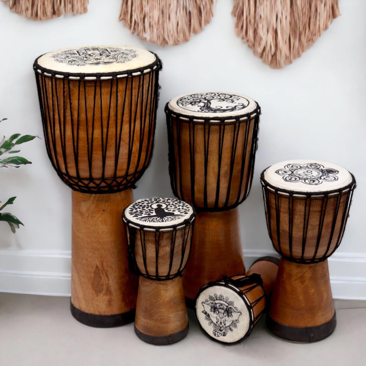 Handgefertigte Djembe Trommel mit breitem Kopf – Hamsa 50cm
