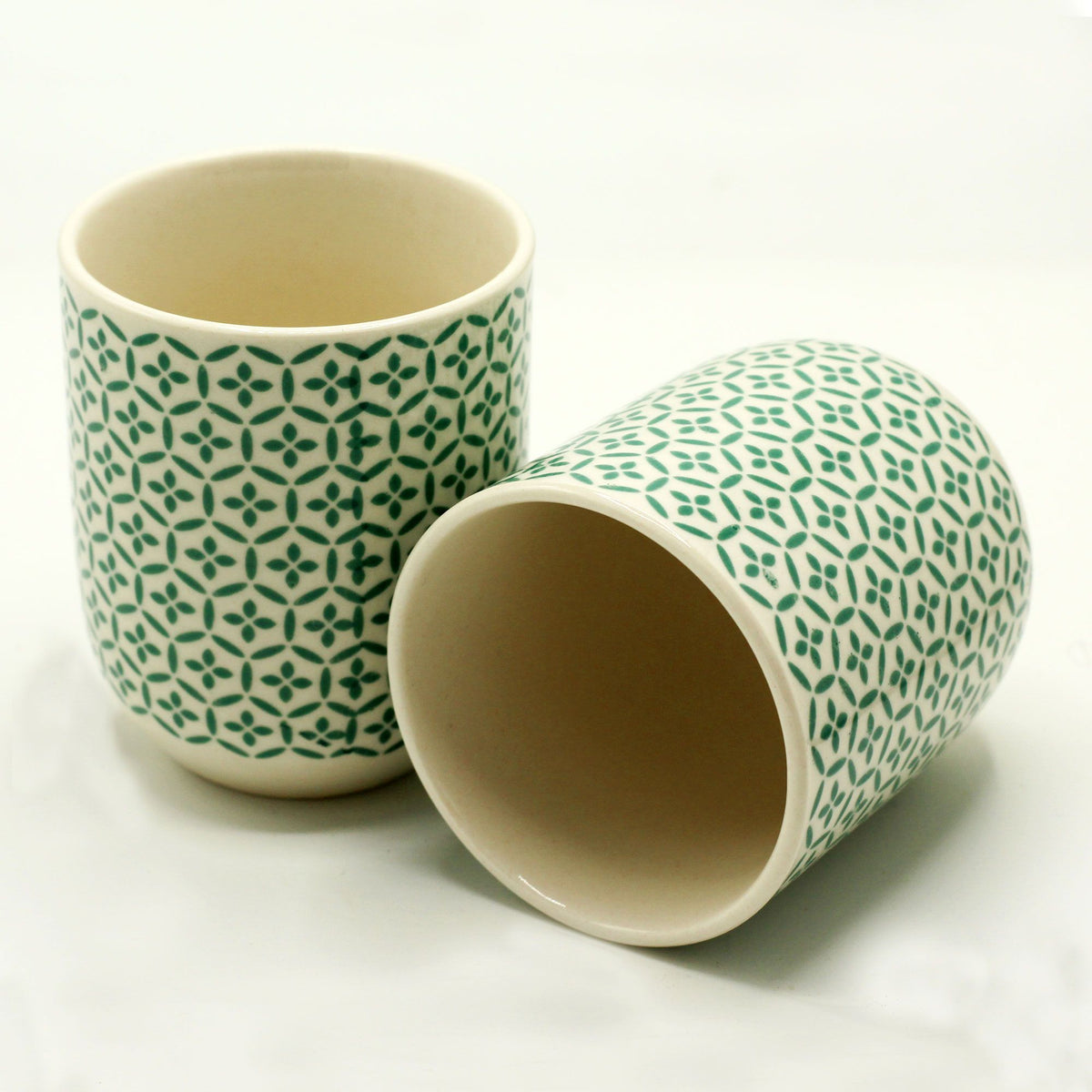 Kräutertee Tassen 6er-Set – Grünes Mosaik