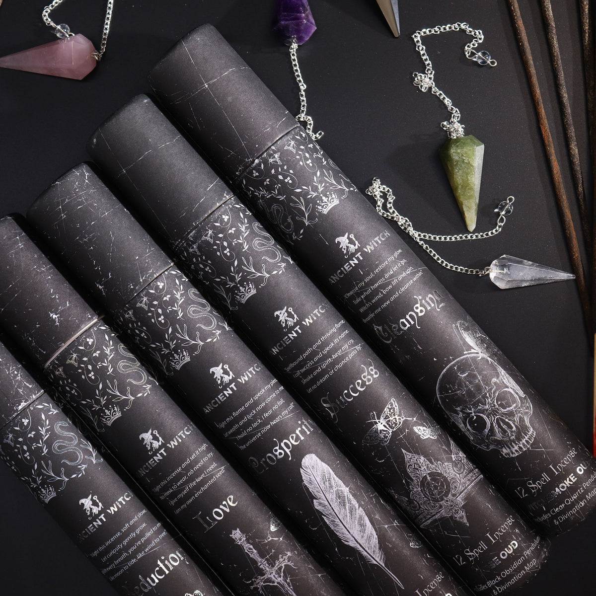 Ancient Witch Spell Incense – Prosperity | Räucherstäbchen mit Aventurin-Pendel