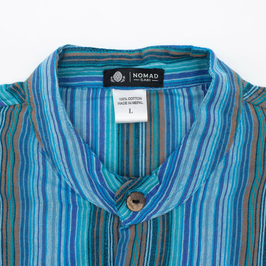 Nomad Sari Grandad Shirt – Türkis – Größe M
