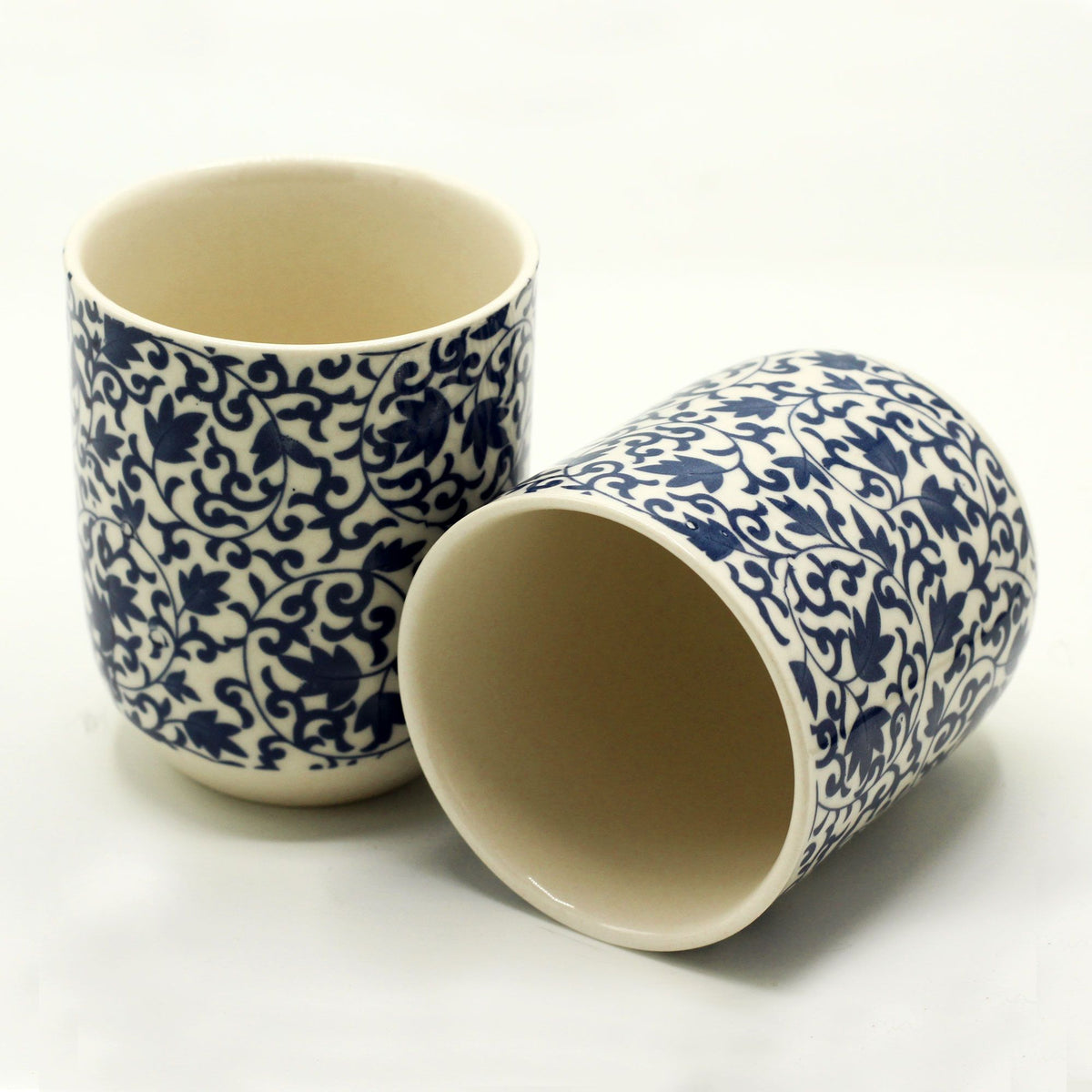 Kräutertee Tassen 6er-Set – Blaues Muster