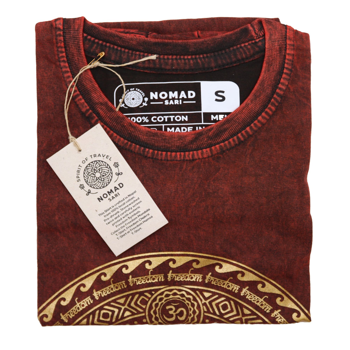 Nomad Sari Stonewashed T-Shirt – Chakra – Weinrot – Größe S