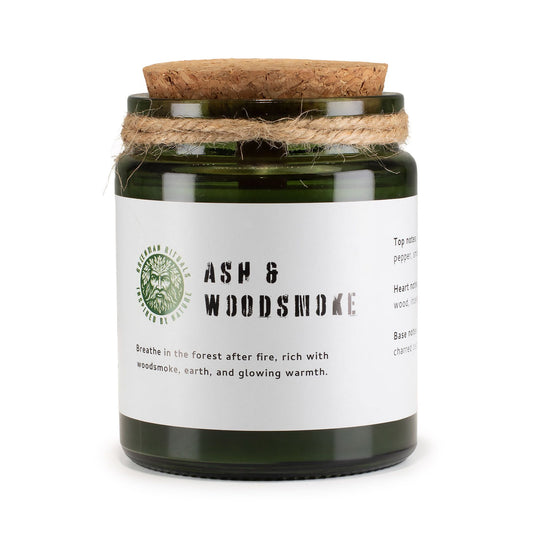 Greenman Holzdocht Sojakerze – Asche & Holzrauch | Rauchiger Waldduft