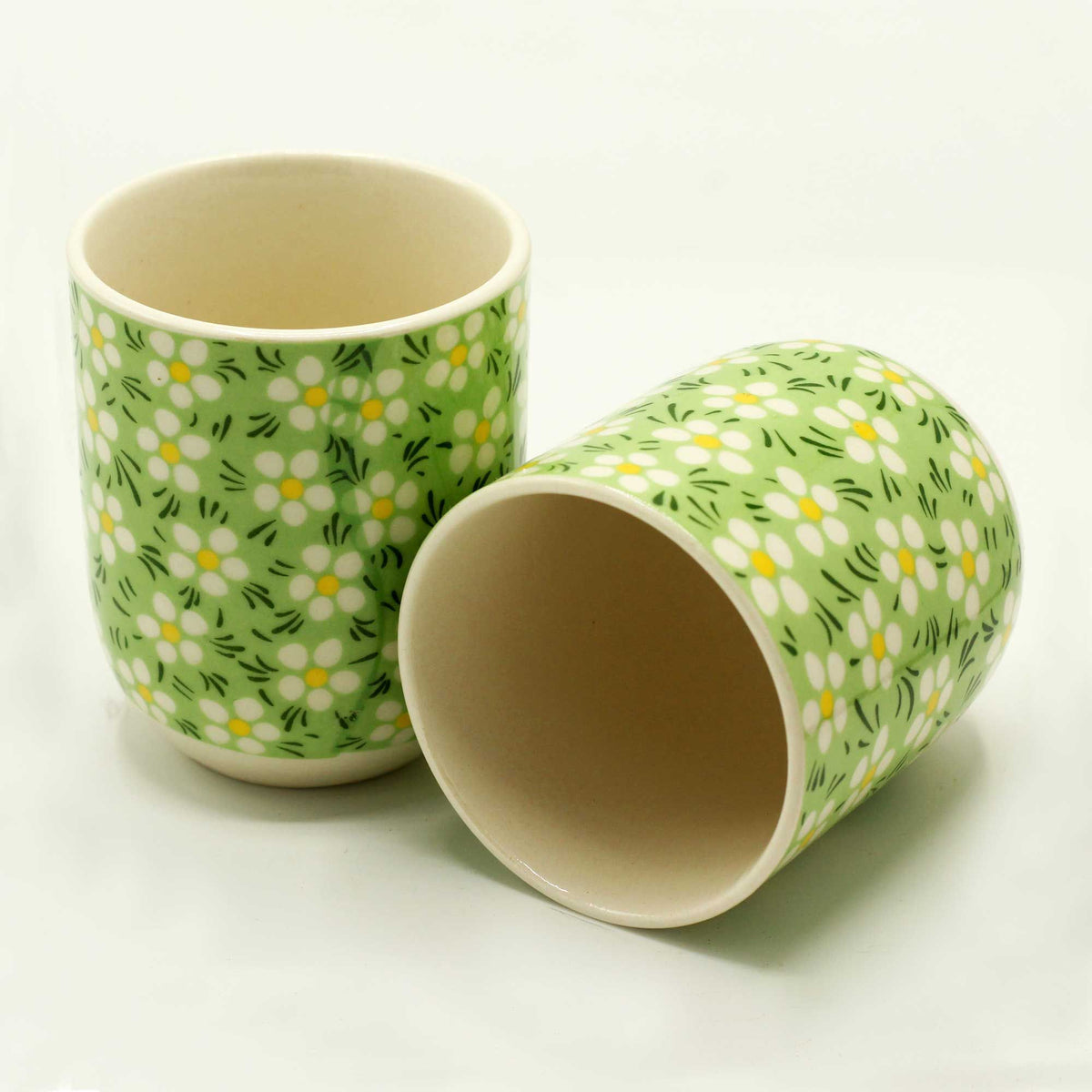 Kräutertee Tassen 6er-Set – Grüne Gänseblümchen