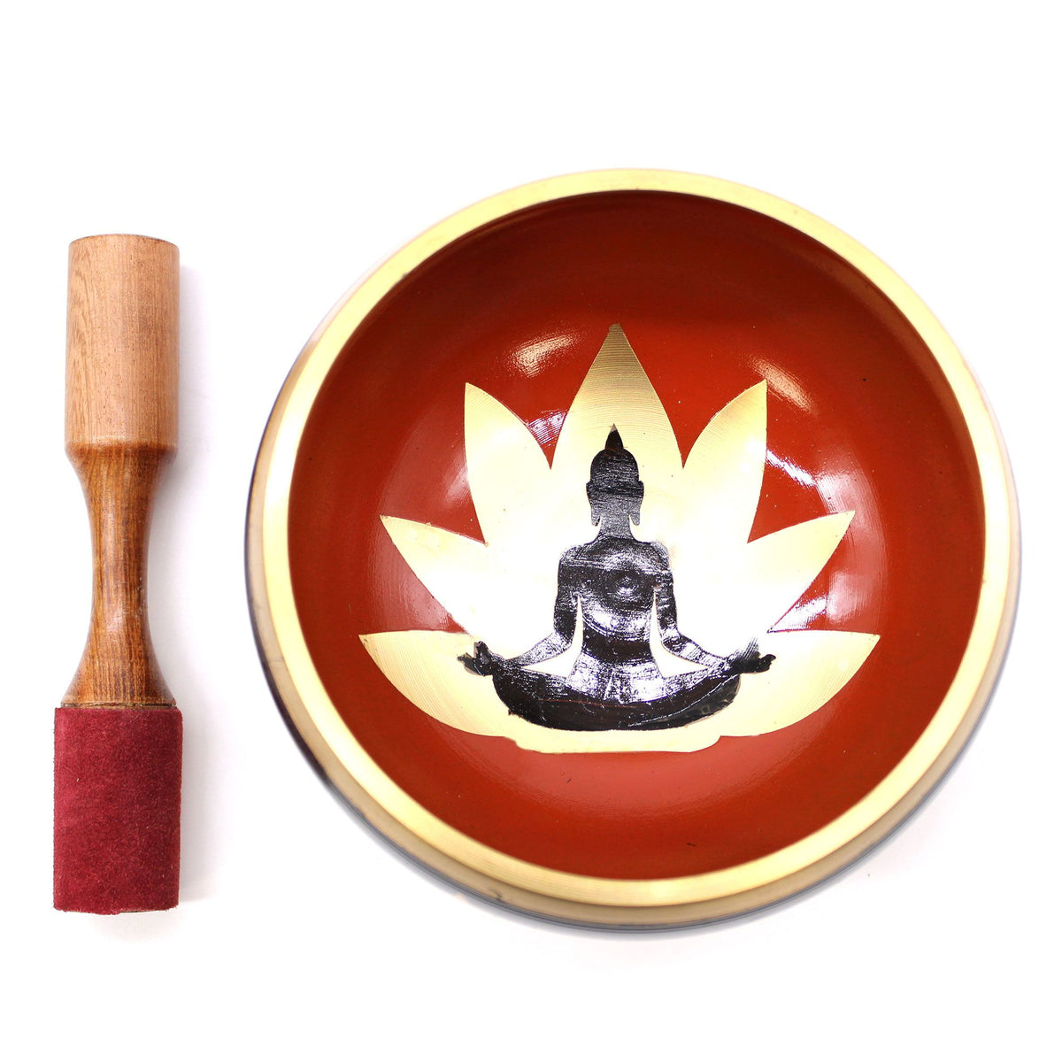 Tibetische Klangschalen-Set Buddha – Schwarz/Orange 14cm (Groß)