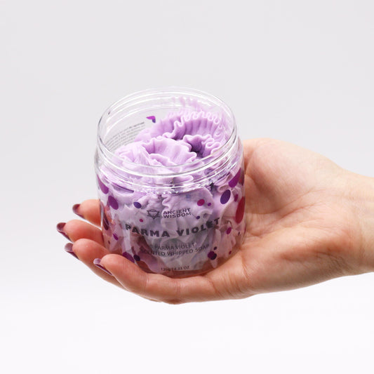Parma Violet Schlagseife 120g – vegane Whipped Soap mit süßem Veilchen-Duft