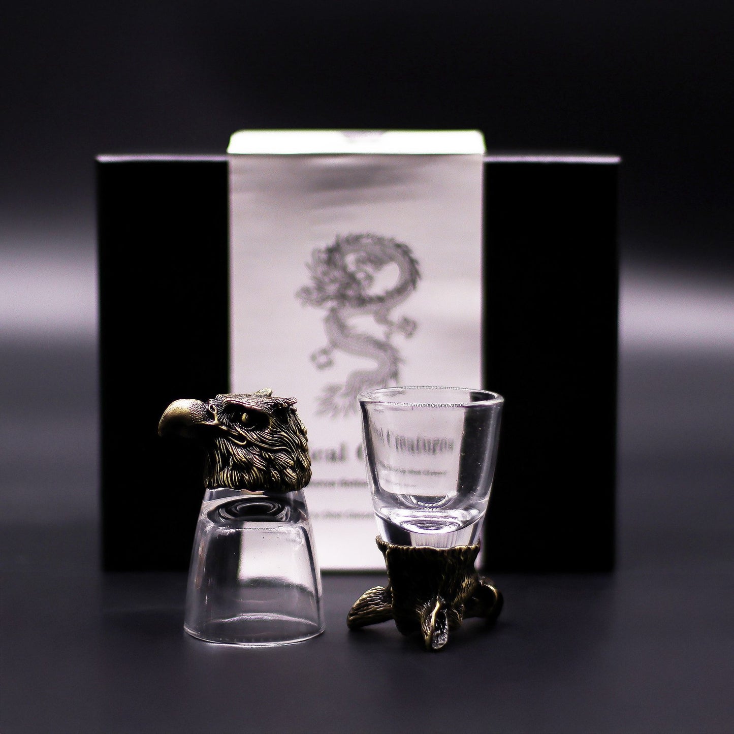Shot Gläser Geschenkset 6-teilig (50ml) – Wilde Waldtiere – Antik Bronze 🐺