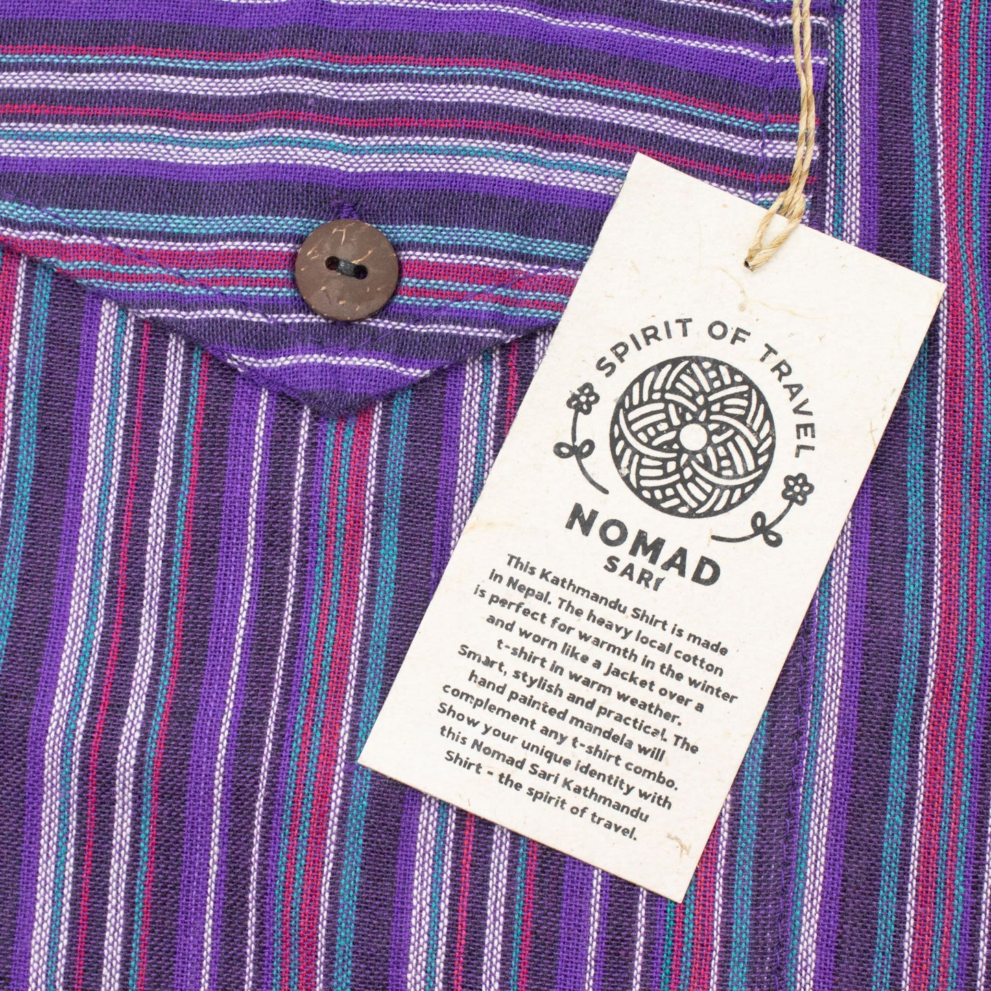 Nomad Sari Grandad Shirt – Black Purple – Größe L