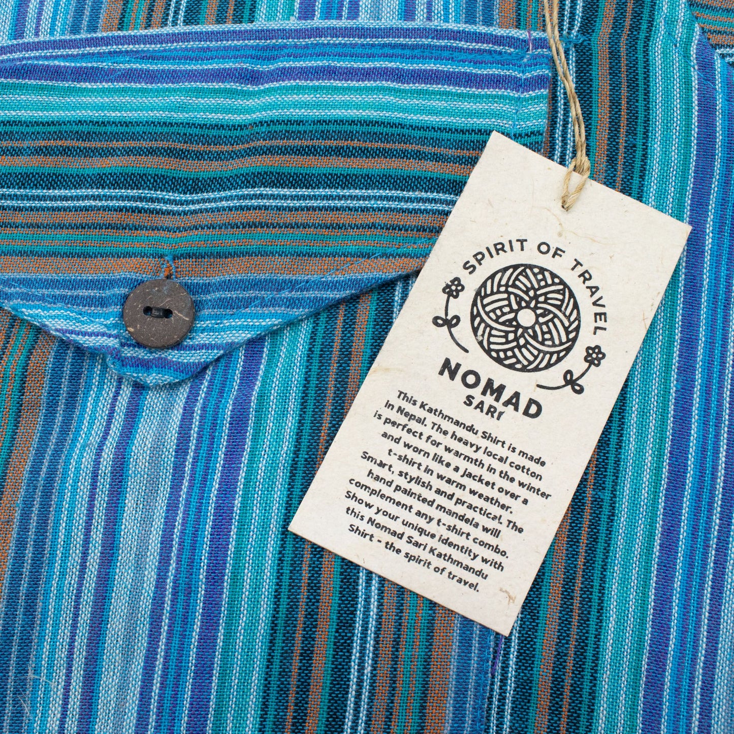 Nomad Sari Grandad Shirt – Türkis – Größe XL