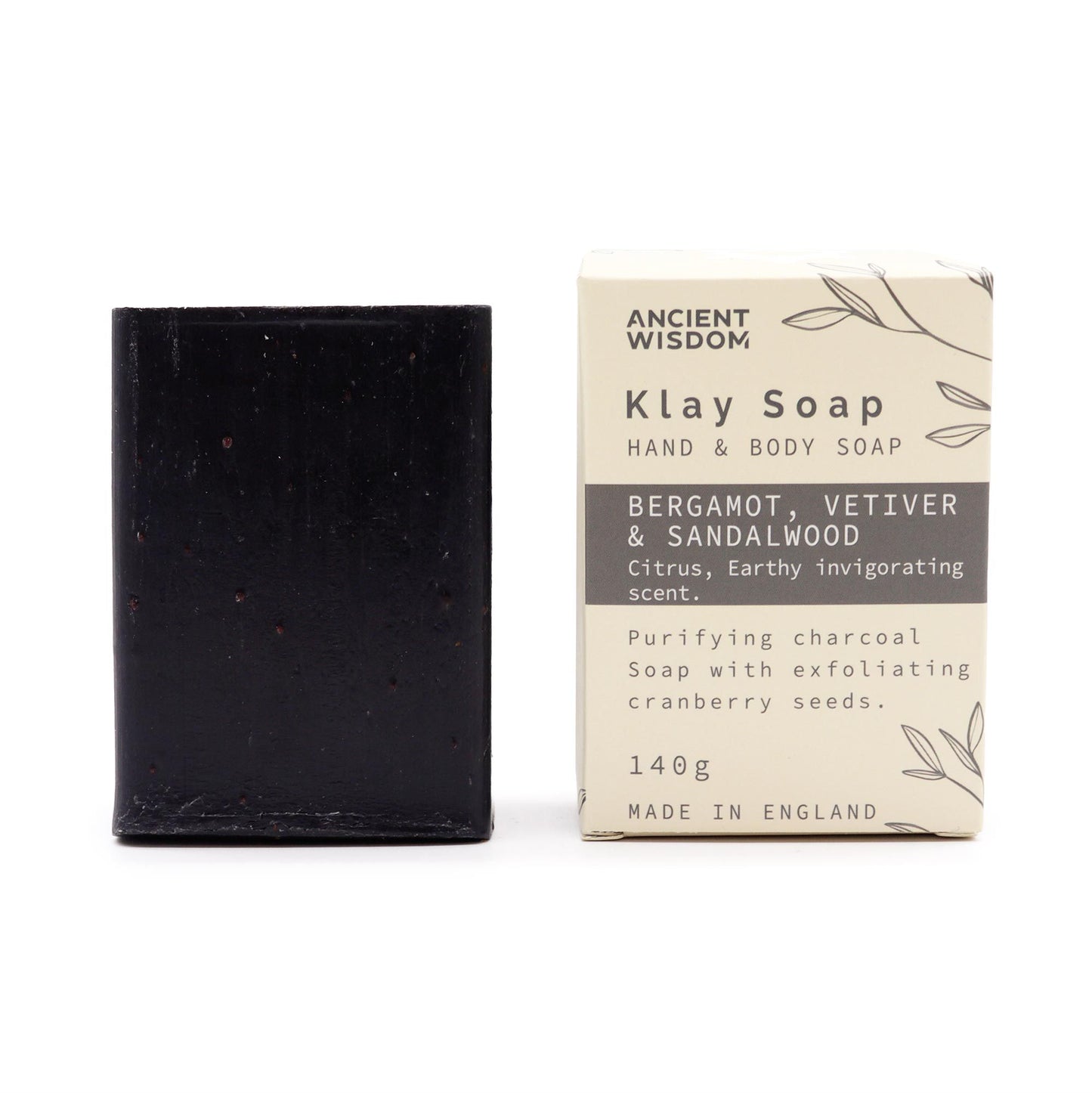 Klay Tonseife Bergamotte & Sandelholz 140g – Naturseife mit Aktivkohle & Fullererde