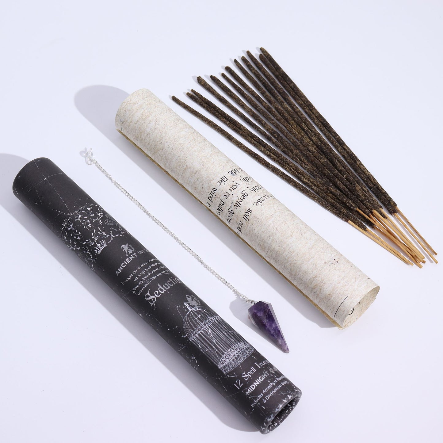 Ancient Witch Spell Incense – Seduction | Räucherstäbchen mit Amethyst-Pendel