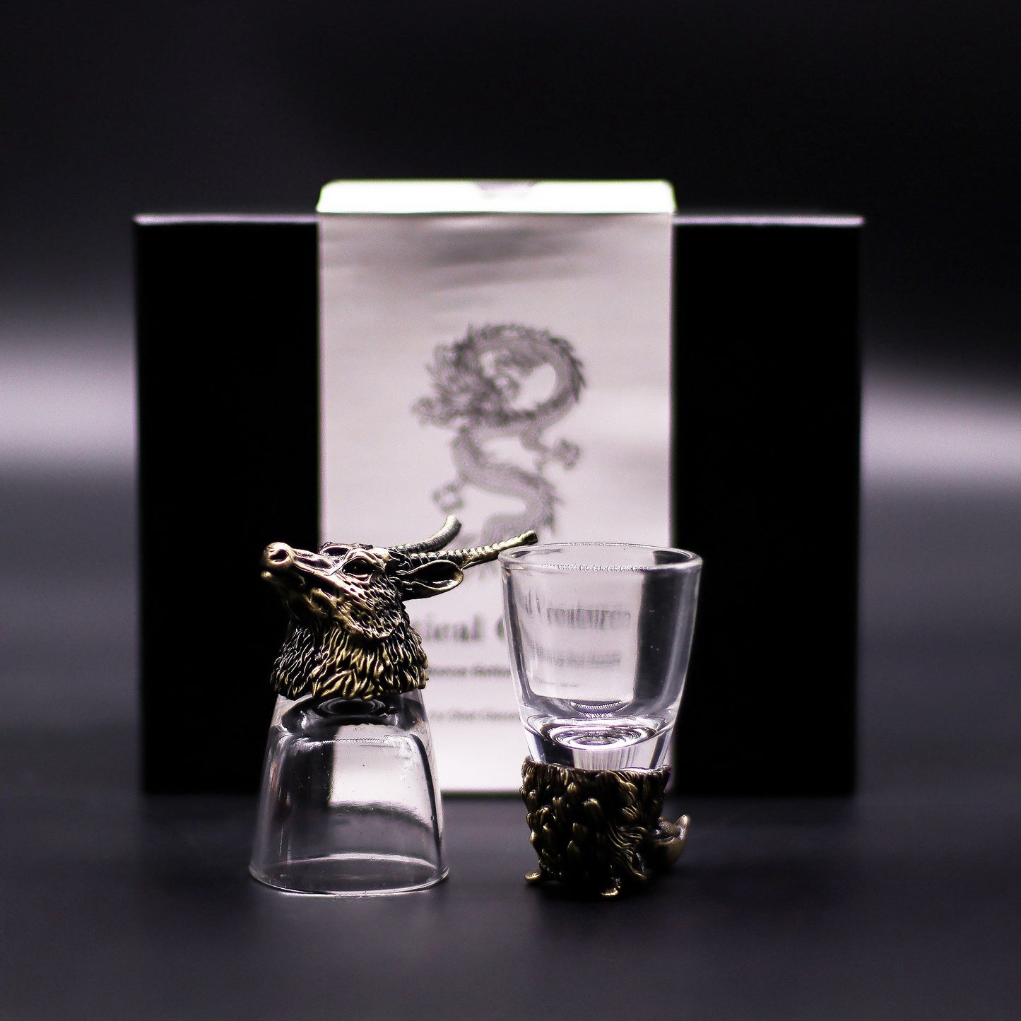 Shot Gläser Geschenkset 6-teilig (50ml) – Wilde Waldtiere – Antik Bronze 🐺