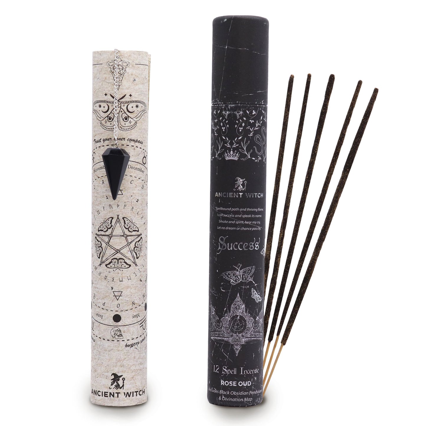Ancient Witch Spell Incense – Success | Räucherstäbchen mit Obsidian-Pendel