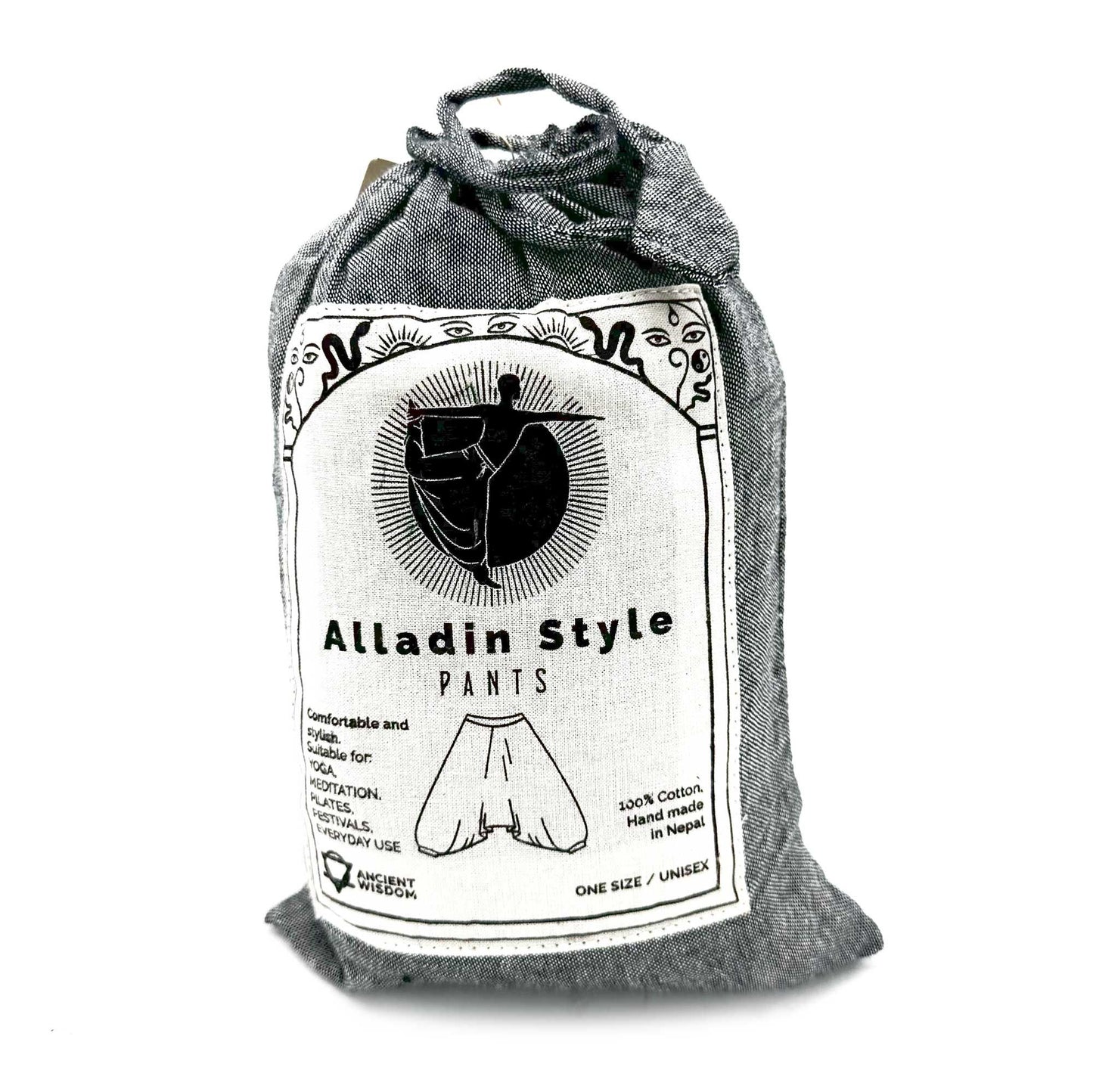 Yoga & Festival Hose – Aladdin Himalayan Print – Grau