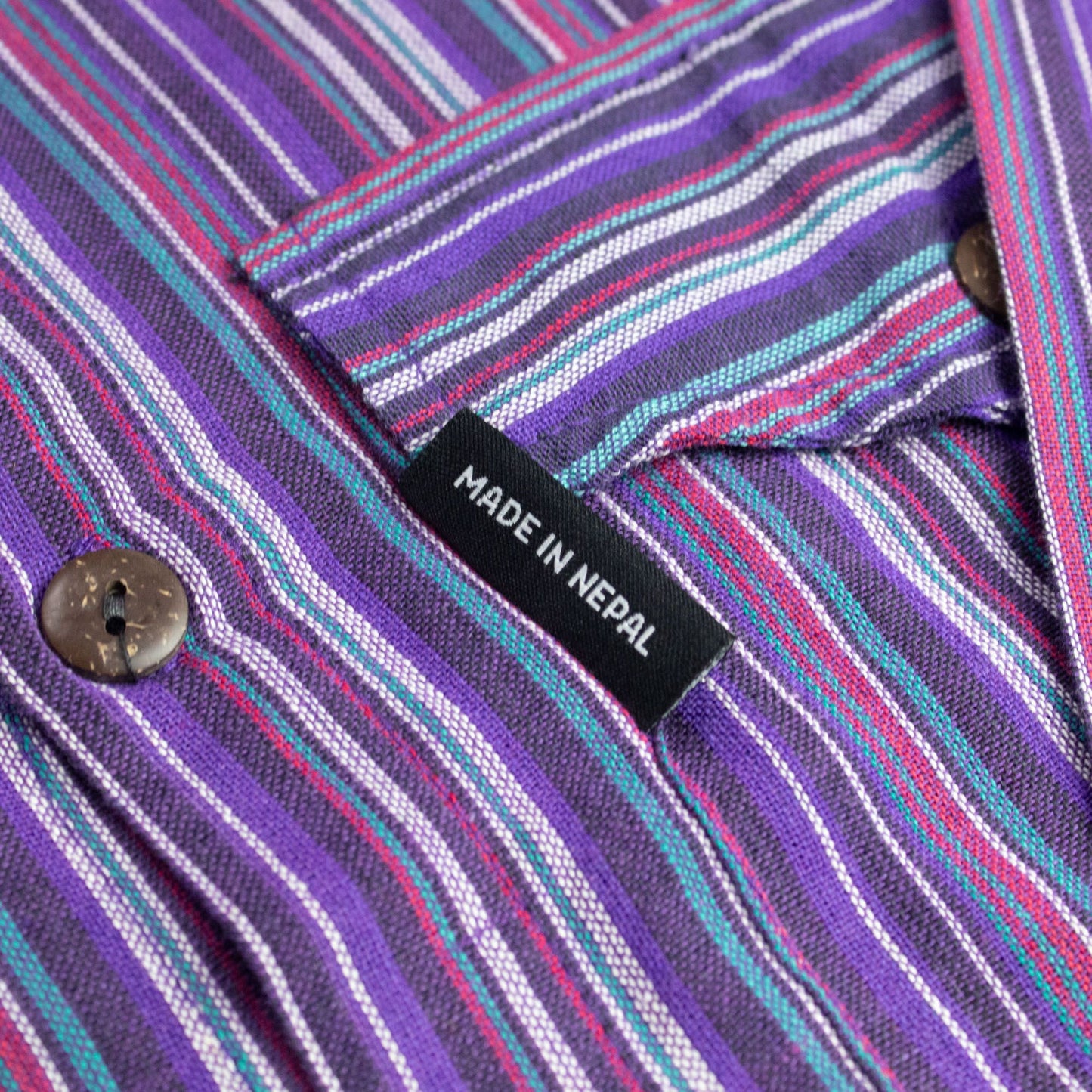 Nomad Sari Grandad Shirt – Black Purple – Größe L
