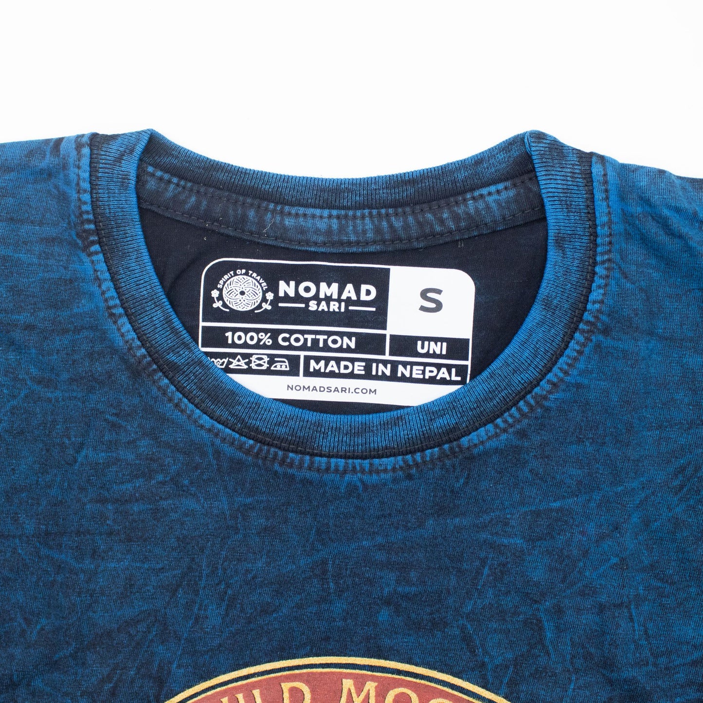 Nomad Sari Stonewashed T-Shirt – Stay Wild Moon Child – Blau – Größe S