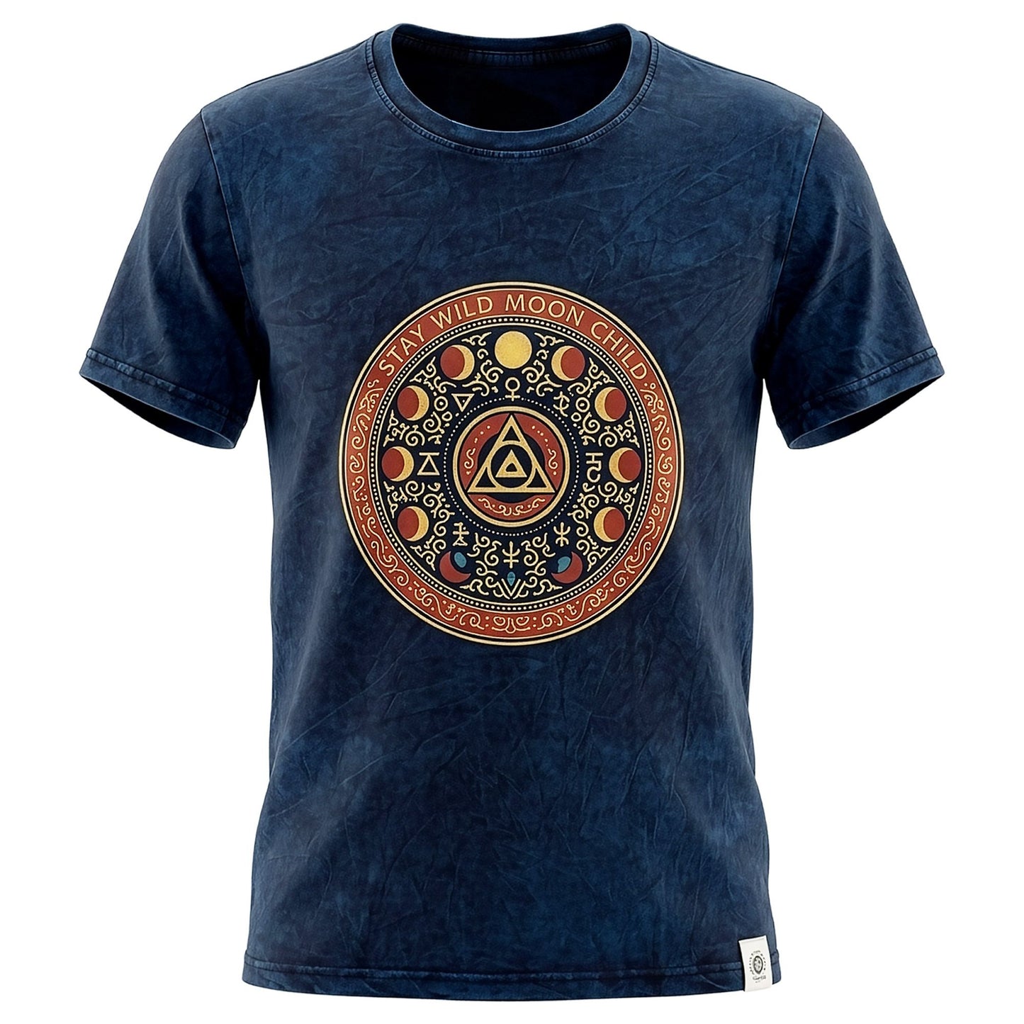 Nomad Sari Stonewashed T-Shirt – Stay Wild Moon Child – Blau – Größe XL