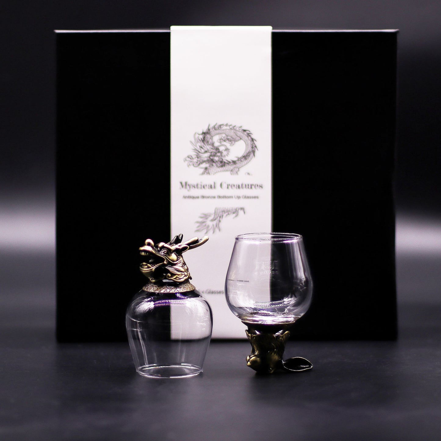 Gläser Geschenkset 6-teilig (100ml) – Mystische Tiere – Antik Bronze 🐉