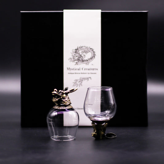 Gläser Geschenkset 6-teilig (100ml) – Mystische Tiere – Antik Bronze 🐉