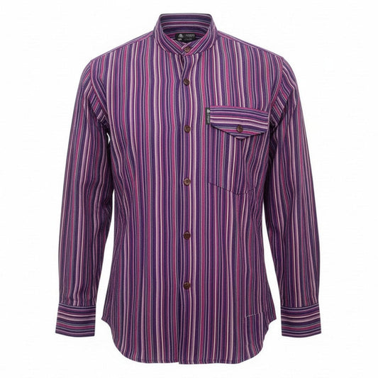Nomad Sari Grandad Shirt – Black Purple – Größe XL
