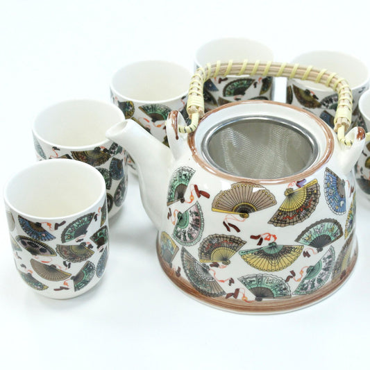 Kräuterteeset – Chinesische Fächer (Kanne & 6 Tassen)