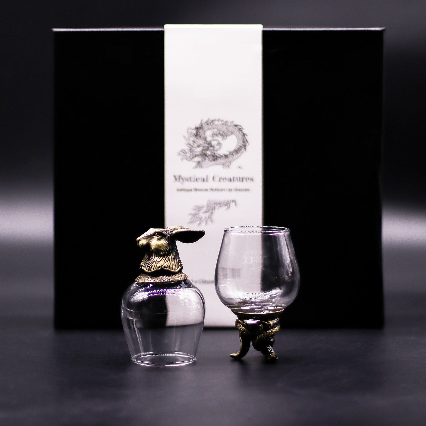 Gläser Geschenkset 6-teilig (100ml) – Mystische Tiere – Antik Bronze 🐉