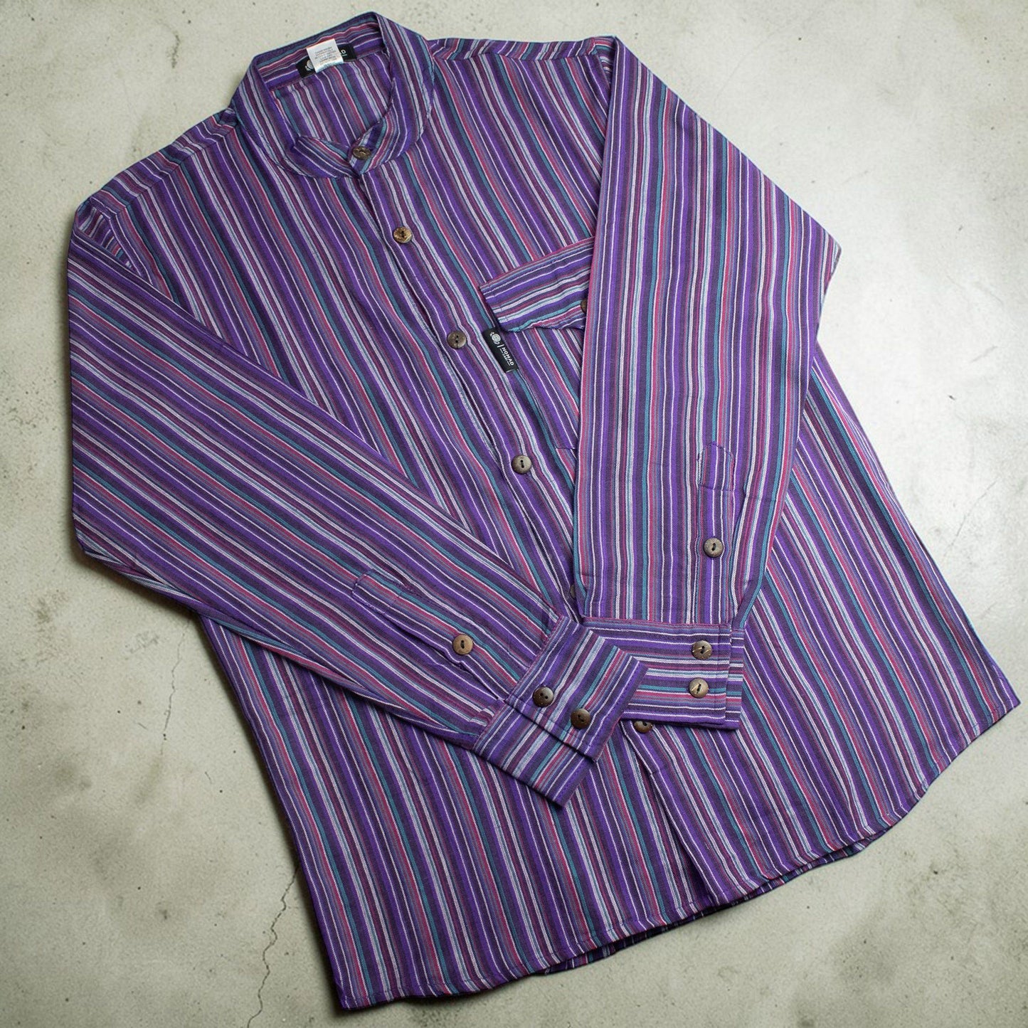 Nomad Sari Grandad Shirt – Black Purple – Größe XL