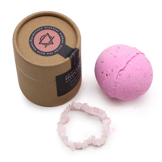 Rose Quartz Gem Bracelet Bath Bomb – Bergamotte mit Meeressalz 🪩