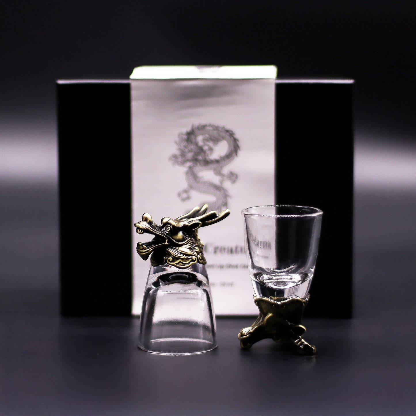 Shot Gläser Geschenkset 6-teilig (50ml) – Mystische Tiere – Antik Bronze 🐉